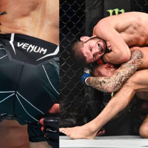 Ilia Topuria (L) and Khabib Nurmagomedov (R)