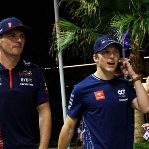 Marina Bay Street Circuit, Singapore; 2023 Formula 1 Singapore Airlines Singapore Grand Prix; Arrival and Inspection Day; Max Verstappen and Liam Lawson arrive at the circuit