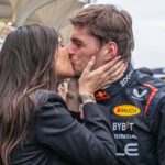 Kelly Piquet kisses Max Verstappen NLD , Oracle Red Bull Racing after his victory