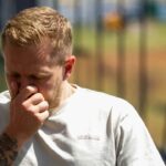 Kevin Magnussen 20, HAAS, arrives at the racetrack.