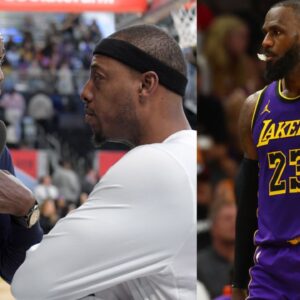 Paul Pierce and Kevin Garnett (L) and LeBron James (R)