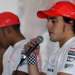 Fernando Alonso (Spanien, re.) und Lewis Hamilton (England beide McLaren Mercedes) - Pressekonferenz Motorsport Grand Prix Herren Großer Preis von Brasilien 2007