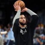 Brooklyn Nets guard Ben Simmons (10) shoots during warm ups prior to the game against the Memphis Grizzlies at FedExForum