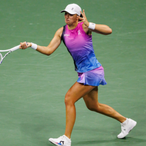 Iga Swiatek of Poland in action against Jessica Pegula of the United States on day nine of the U.S. Open tennis tournament