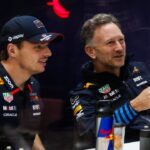 In the photo, the pilot, Max Verstappen and head of Red Bull Racing, Christian Horner