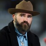 ESPN personality and former Philadelphia Eagles center Jason Kelce on set before the game between the Dallas Cowboys and Houston Texans at AT&T Stadium.