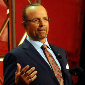 NASCAR Sprint Cup Series former driver Kyle Petty speaks during the 2010 NASCAR hall of fame inaugural induction ceremony in Charlotte, North Carolina.