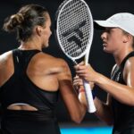 Aryna Sabalenka (L) and Iga Swiatek (R) after the WTA Finals 2023