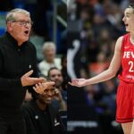 Geno Auriemma (L) and Caitlin Clark (R)