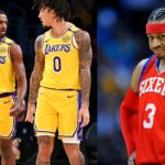 Bronny James (L) and Allen Iverson (R)