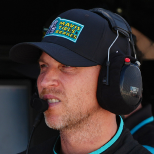 Oct 26, 2024; Homestead, Florida, USA; NASCAR Cup Series driver Denny Hamlin (11) during qualifying for the Straight Talk Wireless 400 at Homestead-Miami Speedway. Mandatory Credit: Jasen Vinlove-Imagn Images