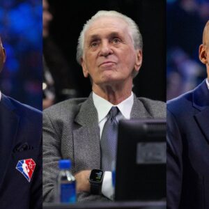 Kevin Garnett(L), Pat Riley(Center), and Ray Allen(R)