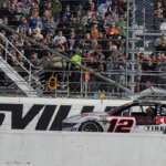 NASCAR Cup Series driver Ryan Blaney (12) wins the Xfinity 500 at Martinsville Speedway.