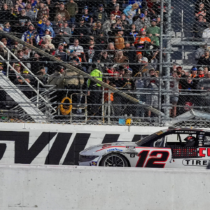 NASCAR Cup Series driver Ryan Blaney (12) wins the Xfinity 500 at Martinsville Speedway.