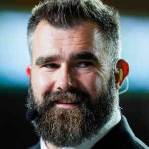 Kansas City, Missouri, USA; Broadcaster Jason Kelce prior to a game between the Tampa Bay Buccaneers and the Kansas City Chiefs at GEHA Field at Arrowhead Stadium.