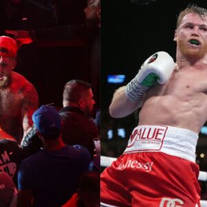 Jake Paul (L), Canelo Alvarez (R)