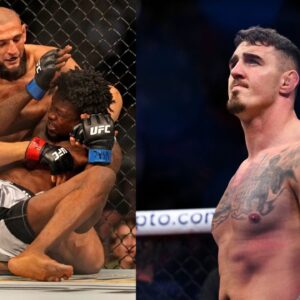 Khamzat Chimaev (L) and Tom Aspinall (R)