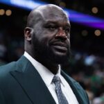 Shaquille O'Neal looks on before the game between the Boston Celtics and the Dallas Mavericks in game one of the 2024 NBA Finals at TD Garden.