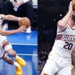 Devin Booker (L) and Jusuf Nurkic (R)