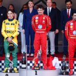 F1 2024 Monaco Grand Prix First Place Charles Leclerc of Monaco and Ferrari, Second Place Oscar Piastri of Australia and McLaren, Third Place Carlos Sainz of Spain and Ferrari, Frederic Vasseur Team Principal of Ferrari