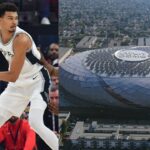 Victor Wembanyama (L) and Intuit Dome (R)