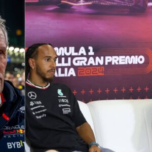 Helmut Marko(L), Lewis Hamilton(C), Charles Leclerc(R)