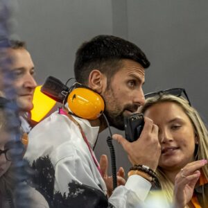 Lusail International Circuit, Novak Djokovic in McLaren F1's garage at the Formula 1 Qatar Grand Prix 2024 Friday