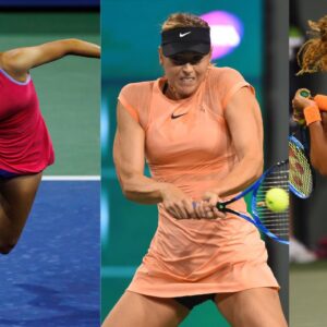 Emma Raducanu (L), Maria Sharapova (C) and Naomi Osaka (R)