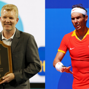 Jim Courier (L) and Rafael Nadal (R)