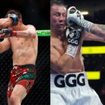 Brandon Moreno (L), Canelo Alvarez (R)