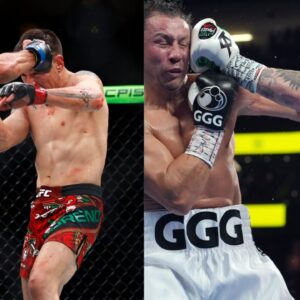 Brandon Moreno (L), Canelo Alvarez (R)