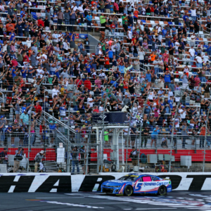NASCAR Cup Series driver Kyle Larson (5) wins the Bank of America ROVAL 400 at Charlotte Motor Speedway Road Course.