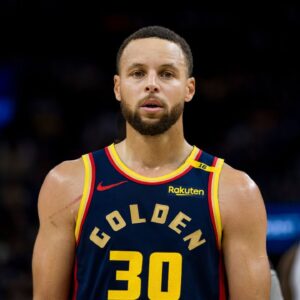 Golden State Warriors guard Stephen Curry (30) nearing the end of the second half of the game against the Brooklyn Nets at Chase Center.