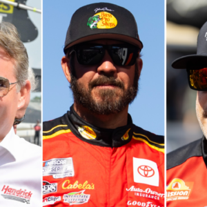 (L-R) NASCAR Cup Series drivers Jeff Gordon, Martin Truex Jr. and Tony Stewart