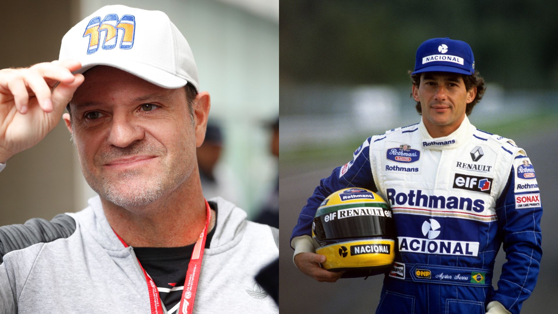 Rubens Barrichello (L) and Ayrton Senna (R)