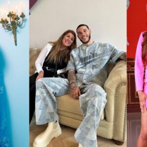 LaMelo Ball (L), Lonzo and Tina Ball (c), and Angel Reese (R)