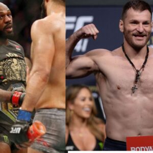 Jon Jones (L), Stipe Miocic (R)