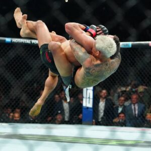 Charles Oliveira and Michael Chandler meet in the octagon for a 3-round bout for UFC309 - Jones vs Miocic at Madison Square Garden on November 16, 2024 in New York City, NY