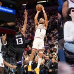 OG Anunoby (L), Devin Booker (C), Anne Hathaway (R).