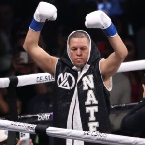 Nate Diaz steps in the ring for his 8-round main-event Cruiserweight bout at Paul vs Diaz at American Airlines Center on August 5, 2023 in Dallas, Texas.
