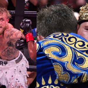 Jake Paul (L), Canelo Alvarez (R)