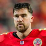 Kansas City Chiefs tight end Travis Kelce (87) during the first half against the Tampa Bay Buccaneers at GEHA Field at Arrowhead Stadium.