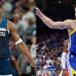 Anthony Edwards (L) and Stephen Curry (R)