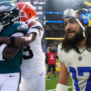 A.J. Brown (L) and Puka Nacua (R)