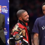 Stephen A. Smith (L), Drake and DeMar DeRozan (R).