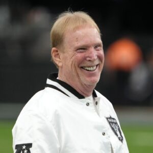 Las Vegas Raiders owner Mark Davis duirng the game against the Carolina Panthers at Allegiant Stadium.
