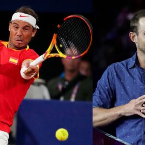 Rafael Nadal (L) and Andy Roddick (R).