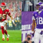 Patrick Mahomes (L) and Justin Jefferson (R).