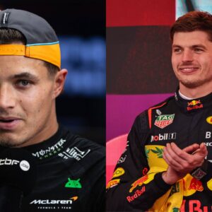 Lando Norris (L) and Max Verstappen (R)