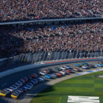 Joey Logano (22) and Michael McDowell (34) lead the field to the green flag in the 66th Daytona 500 on Monday, February 19, 2024.